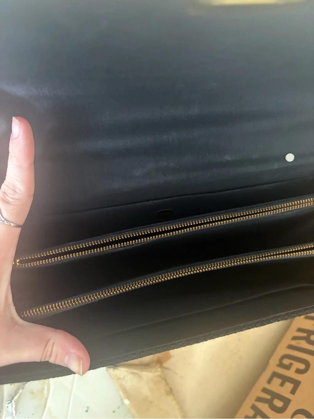 Vintage 1960s large Classic Black Top-Handle Women’s Bag with Gold Hardware